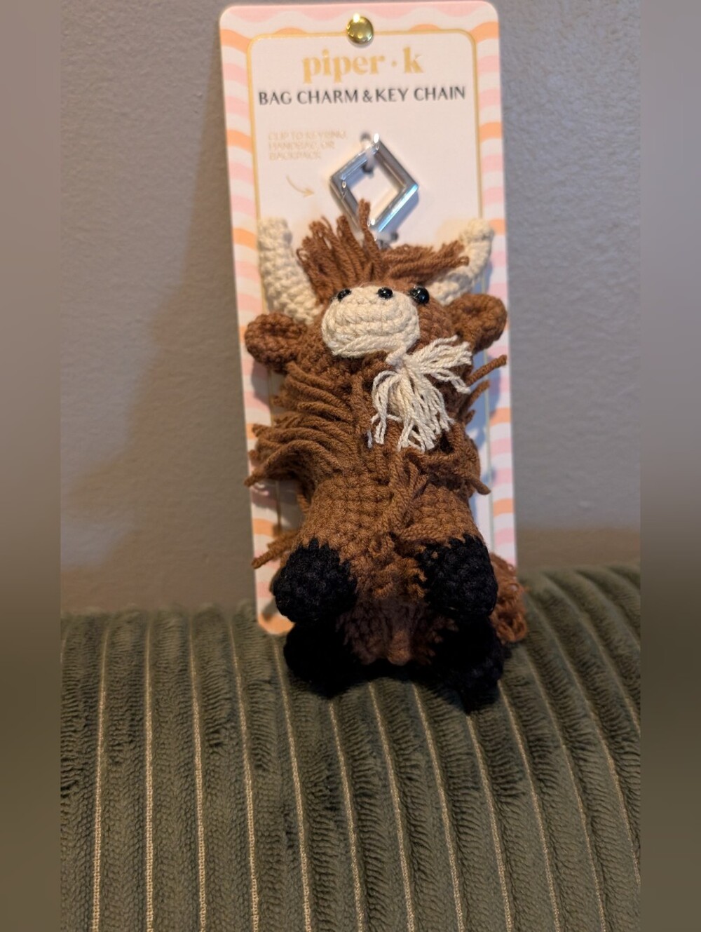 piper.k Brown Highland Cow Bag Charm Key Chain
